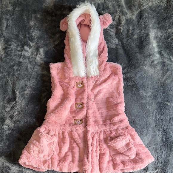 Little Lass Other - Little Lass Pink Hooded Vest with Bear Ears